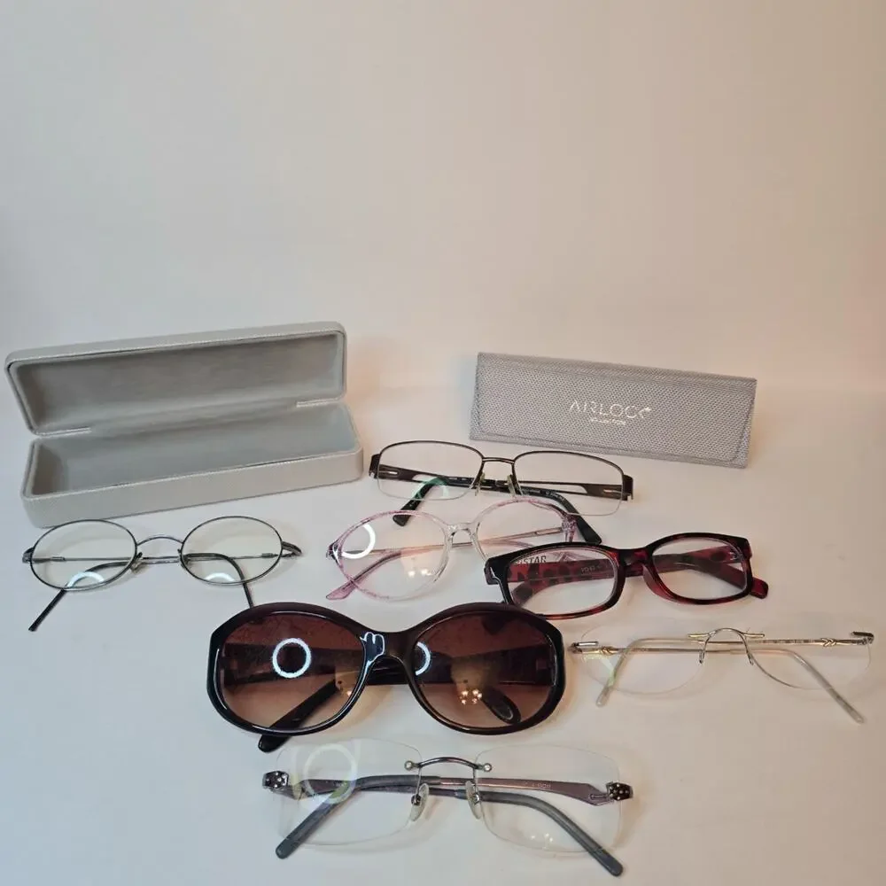 Glasses Frame Lot 7 pair 2 Cases